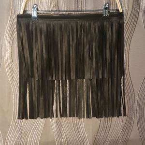 BCBG Black Leather Fringe Belt- Medium